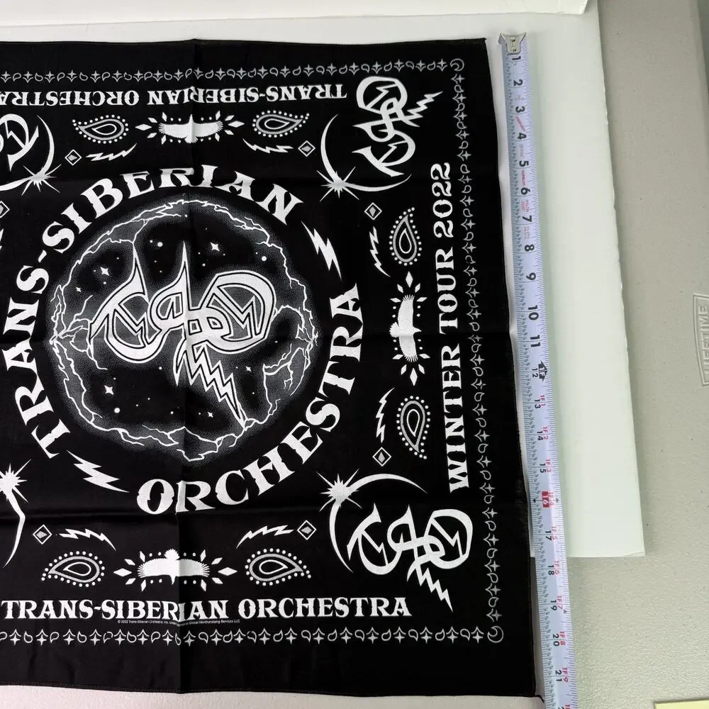 Trans Siberian Orchestra TSO Winter Tour 2022 Black White Bandana Head Scarf